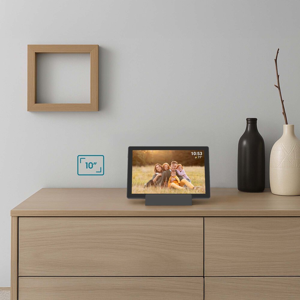 Tiqvi Digitaler Bilderrahmen - WLAN und Frameo App - Bilderrahmen 10 Zoll - Touchscreen - Wiederaufladbarer 3000mAh-Akku