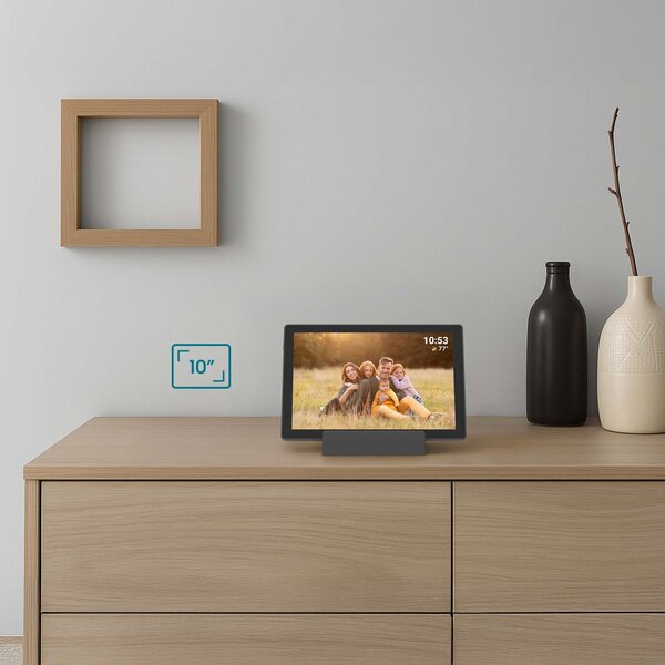 Tiqvi Digitaler Bilderrahmen - WLAN und Frameo App - Bilderrahmen 10 Zoll - Touchscreen - Wiederaufladbarer 3000mAh-Akku