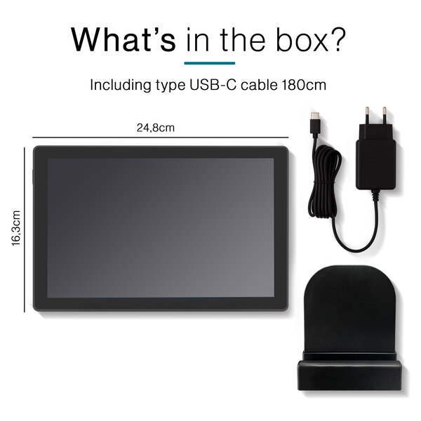 Tiqvi Digitaler Bilderrahmen - WLAN und Frameo App - Bilderrahmen 10 Zoll - Touchscreen - Wiederaufladbarer 3000mAh-Akku