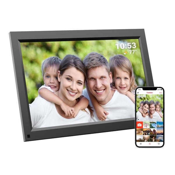 Tiqvi Digitaler Bilderrahmen - WLAN und Frameo App - Bilderrahmen 15.6 Zoll - Touchscreen - Schwarz