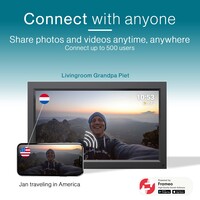 Tiqvi Digitaler Bilderrahmen - WLAN und Frameo App - Bilderrahmen 15.6 Zoll - Touchscreen - Schwarz