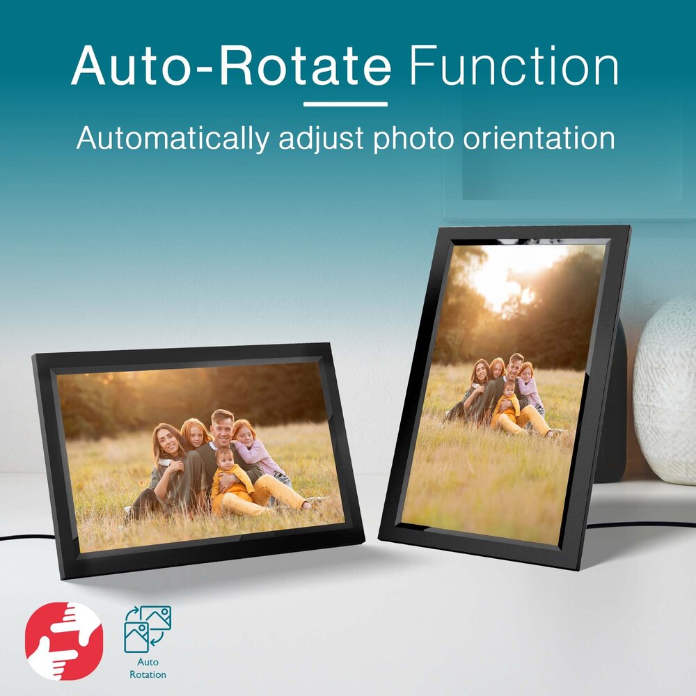 Tiqvi Digitaler Bilderrahmen - WLAN und Frameo App - Bilderrahmen 15.6 Zoll - Touchscreen - Schwarz