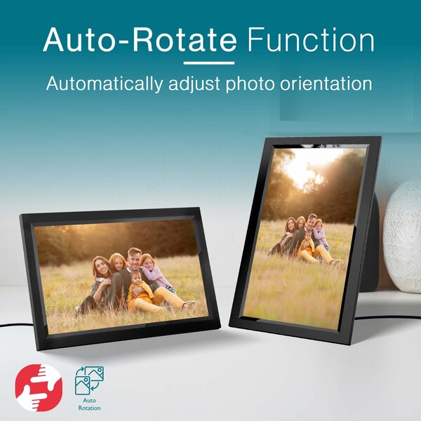 Tiqvi Digitaler Bilderrahmen - WLAN und Frameo App - Bilderrahmen 15.6 Zoll - Touchscreen - Schwarz