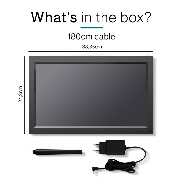 Tiqvi Digitaler Bilderrahmen - WLAN und Frameo App - Bilderrahmen 15.6 Zoll - Touchscreen - Schwarz