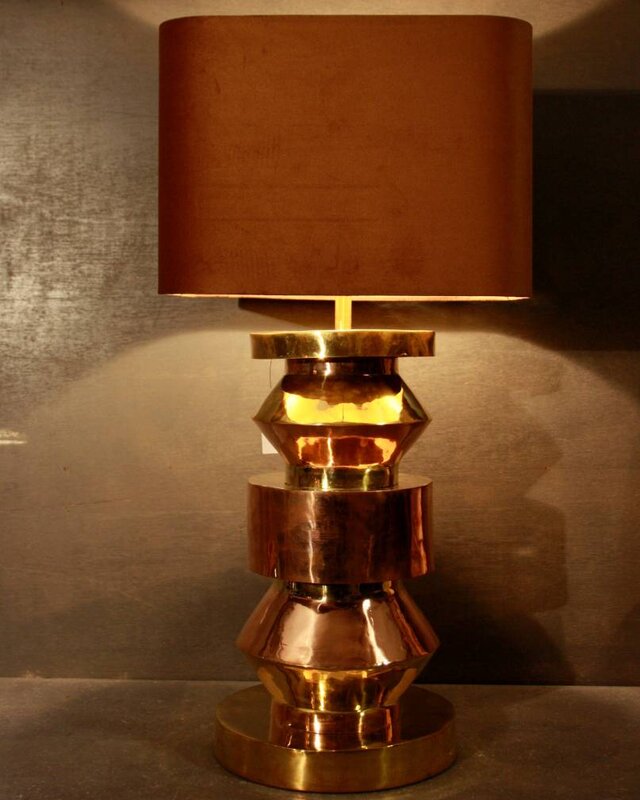Rene Houtman Goudkleurige schemerlamp Rich met velvet lampenkap