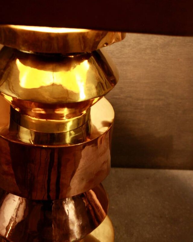 Rene Houtman Goudkleurige schemerlamp Rich met velvet lampenkap