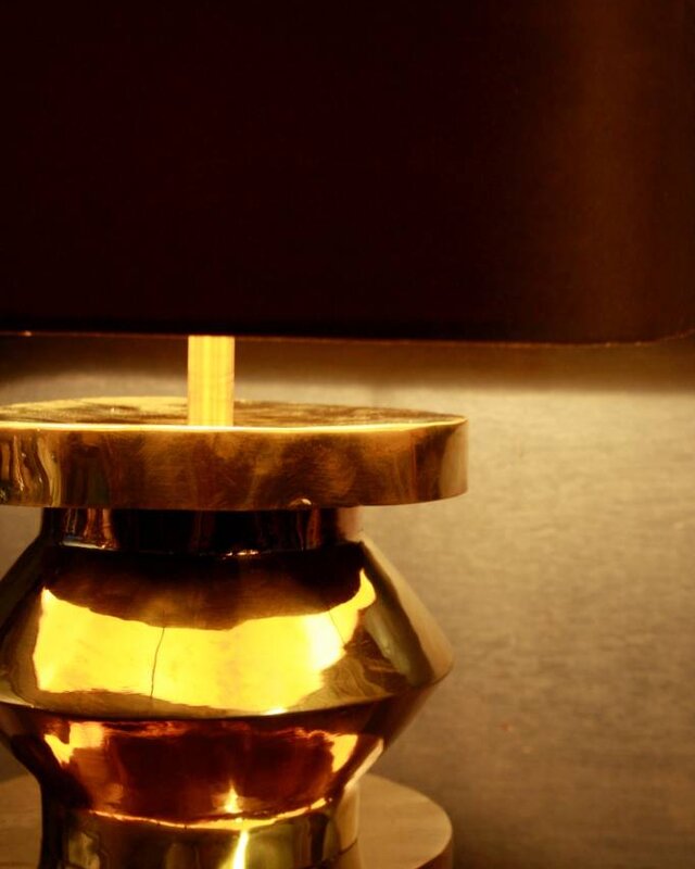 Rene Houtman Goudkleurige schemerlamp Rich met velvet lampenkap