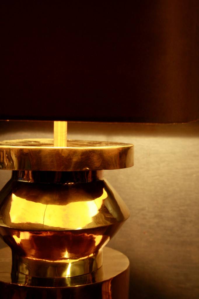 Rene Houtman Goudkleurige schemerlamp Rich met velvet lampenkap