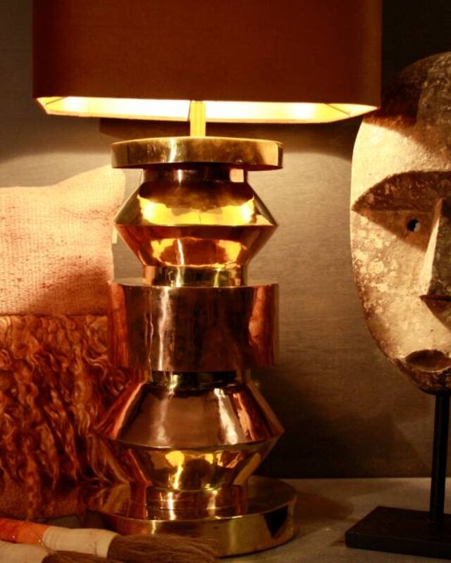 Rene Houtman Goudkleurige schemerlamp Rich met velvet lampenkap