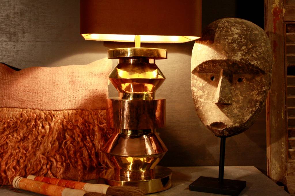 Rene Houtman Goudkleurige schemerlamp Rich met velvet lampenkap