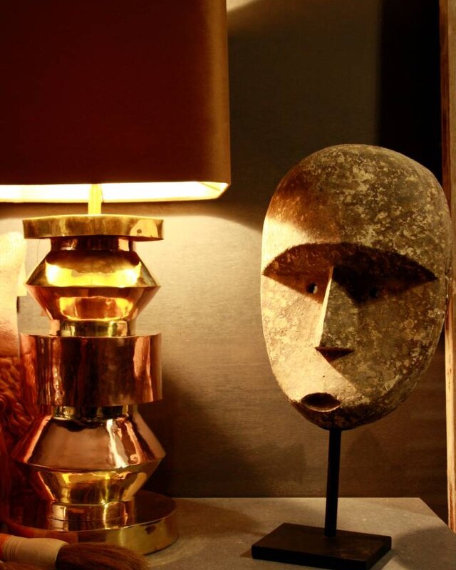 Rene Houtman Goudkleurige schemerlamp Rich met velvet lampenkap