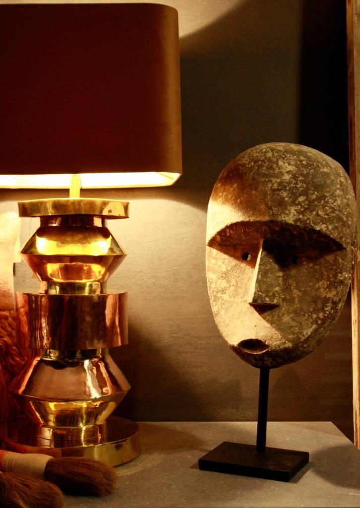 Rene Houtman Goudkleurige schemerlamp Rich met velvet lampenkap
