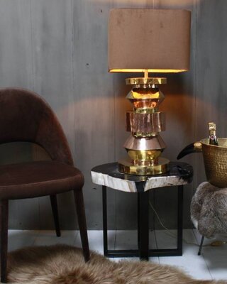 Rene Houtman Goudkleurige schemerlamp Rich met velvet lampenkap