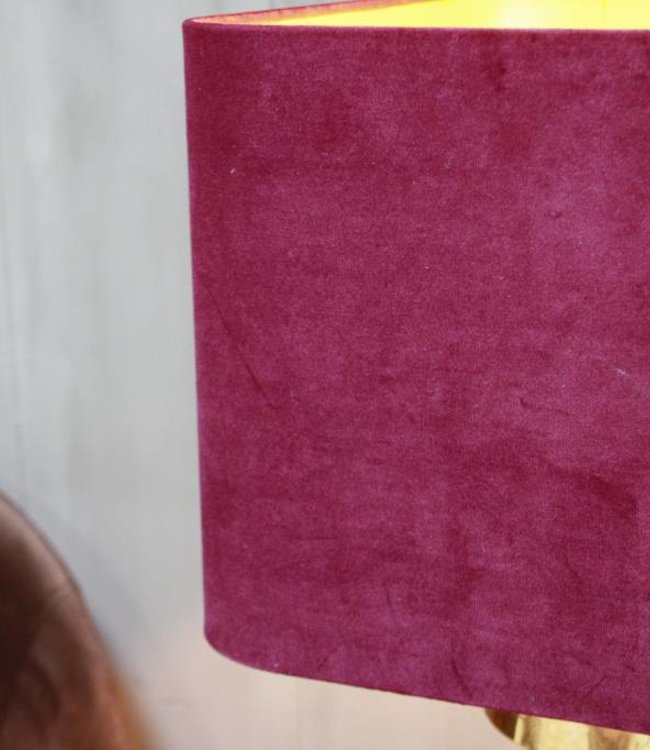 Rene Houtman Bordeaux schemerlamp Rich met velvet lampenkap en koperen voet