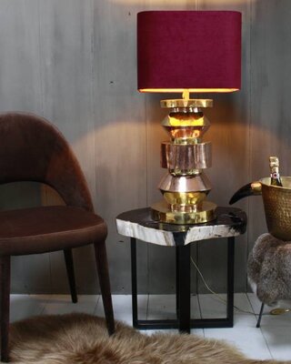Rene Houtman Bordeaux schemerlamp Rich met velvet lampenkap en koperen voet