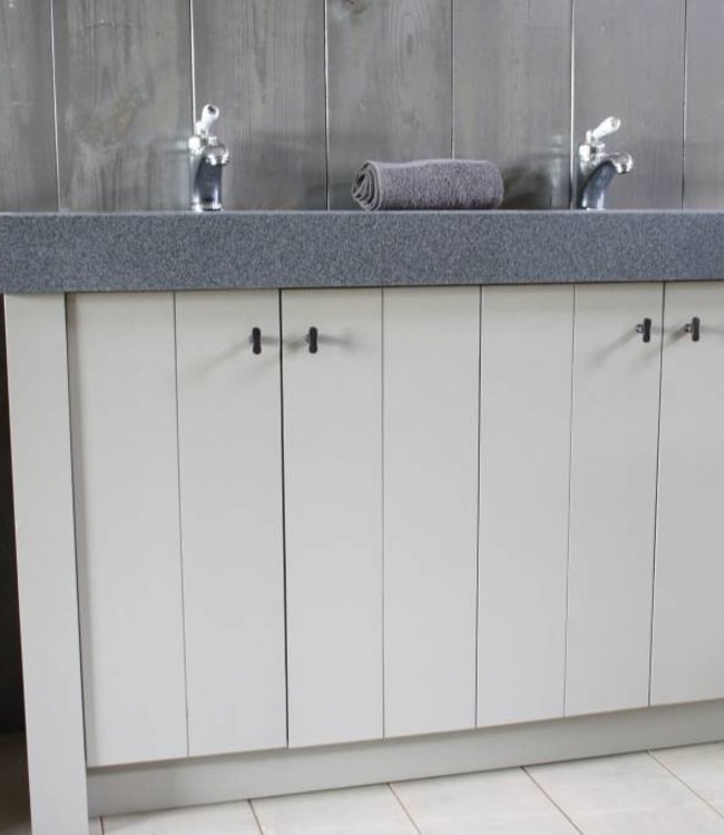 Rene Houtman Landelijk badkamermeubel Dieke grijs met dubbele spoelbak graniet 140 cm