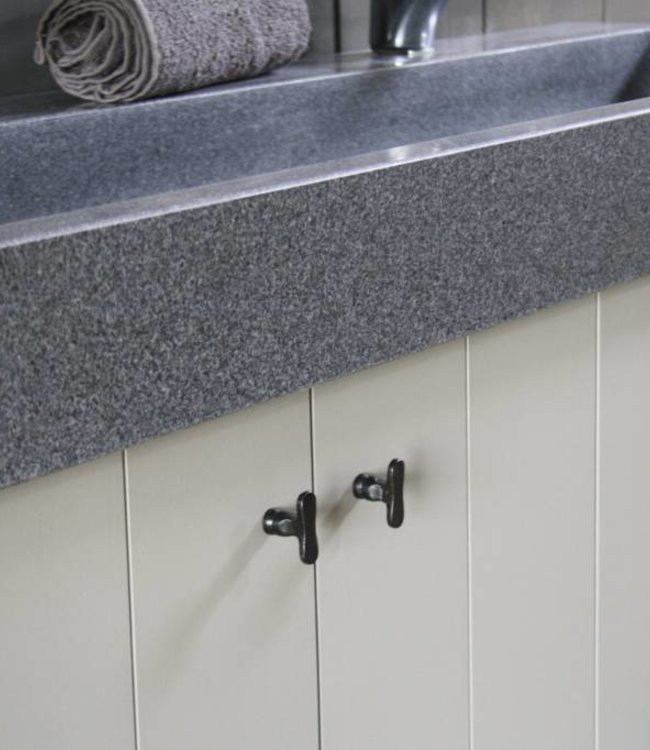 Rene Houtman Landelijk badkamermeubel Dieke grijs met dubbele spoelbak graniet 140 cm