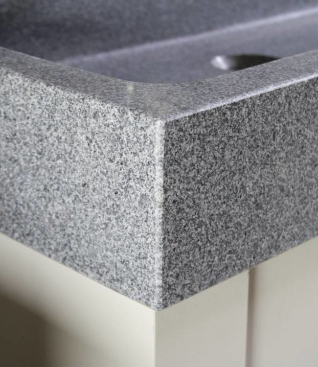 Rene Houtman Landelijk badkamermeubel Dieke grijs met dubbele spoelbak graniet 140 cm