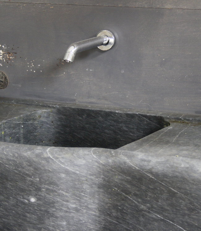 Rene Houtman Badkamermeubel RVS + Belgisch hardstenen blad 130 cm