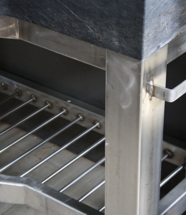 Rene Houtman Badkamermeubel RVS + Belgisch hardstenen blad 130 cm