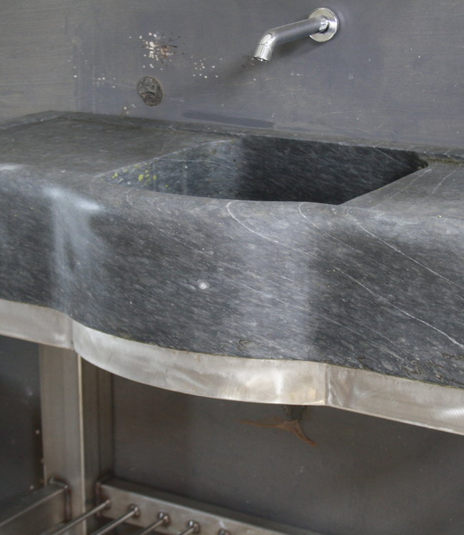 Rene Houtman Badkamermeubel RVS + Belgisch hardstenen blad 130 cm