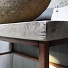 Rene Houtman Zwevend badkamermeubel oud eikenhout 90 cm met rivierstenen waskom Rene Houtman Zwevend badkamermeubel oud eikenhout 90 cm met rivierstenen waskom