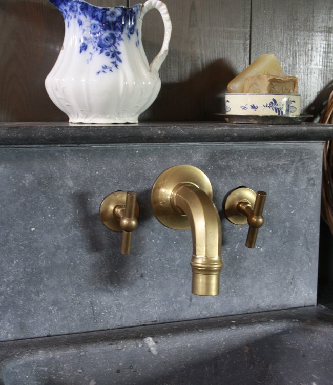 Rene Houtman Pompkraan Muurkraan Nostalgisch 3-gats kraan Brons