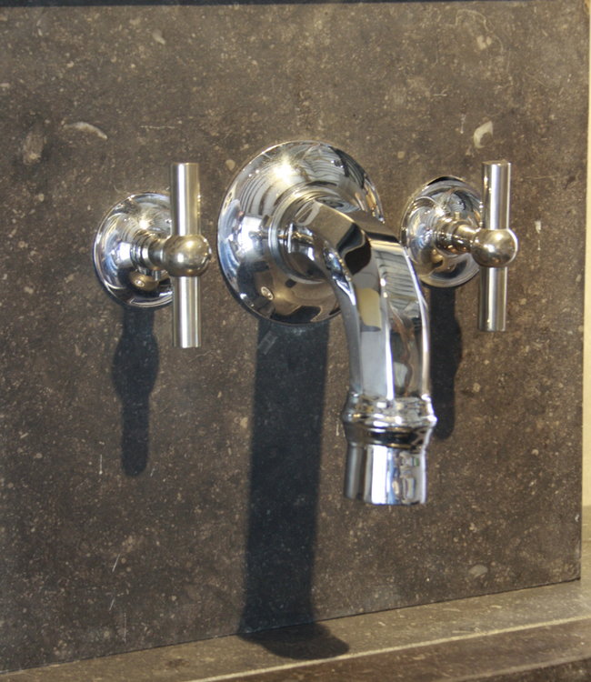 Rene Houtman Pompkraan Muurkraan Nostalgisch 3-gats kraan Chroom