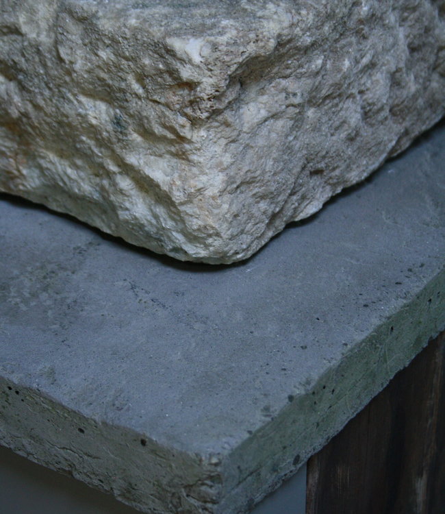 Rene Houtman Badkamermeubelset oud eikenhout met stenen trog en complete pompstraat