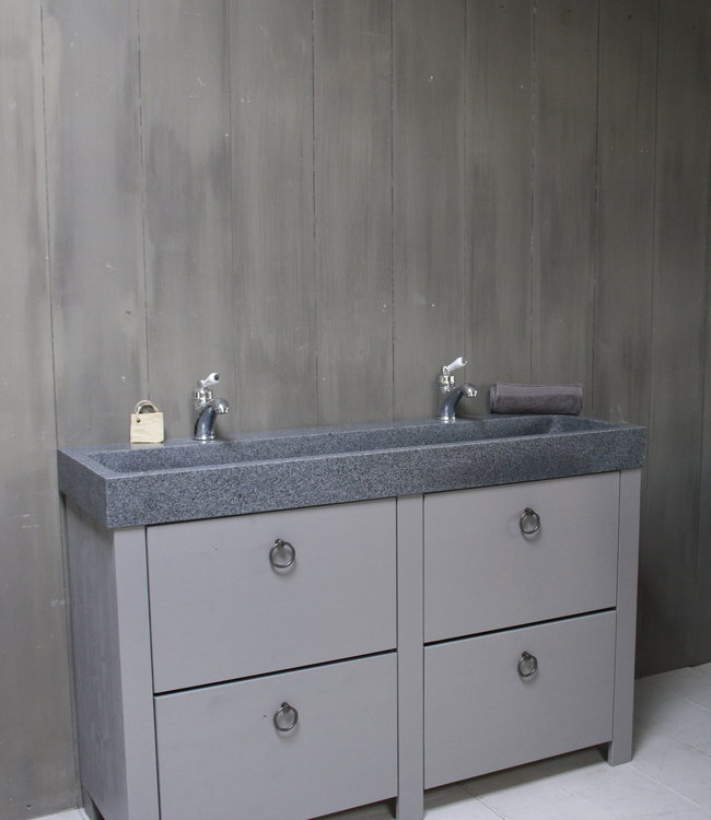 Rene Houtman Landelijk badkamermeubel grijs 140 cm met 4 lades en dubbele spoelbak