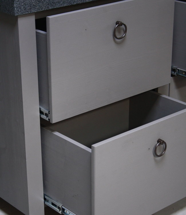 Rene Houtman Landelijk badkamermeubel grijs 140 cm met 4 lades en dubbele spoelbak