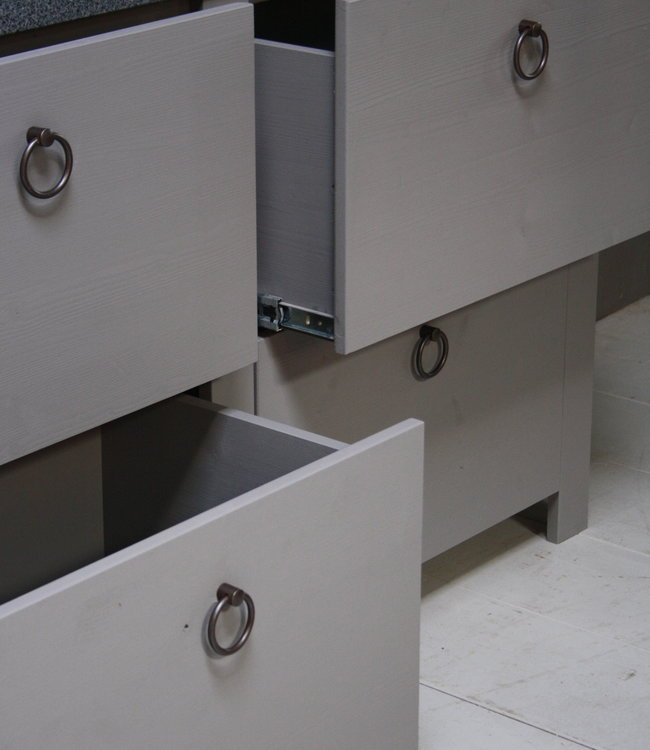 Rene Houtman Landelijk badkamermeubel grijs 140 cm met 4 lades en dubbele spoelbak