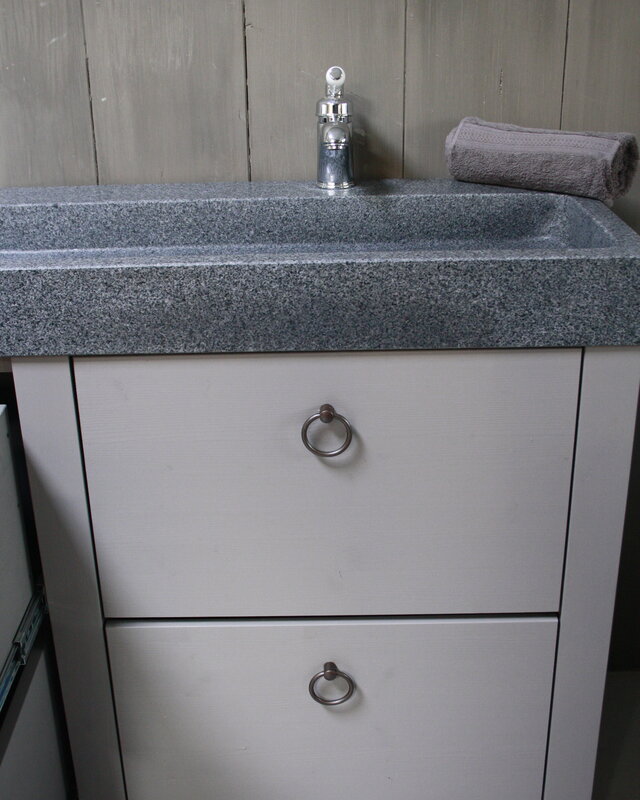 Rene Houtman Landelijk badkamermeubel grijs 140 cm met 4 lades en dubbele spoelbak