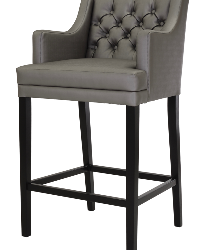 Rene Houtman Barstoel River Silkor Grey Poot Zwart 107 cm
