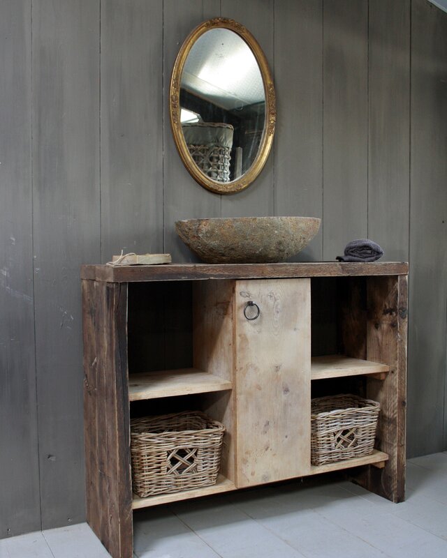 Rene Houtman Oud houten badkamermeubel/Sidetable Kelsey 110 cm