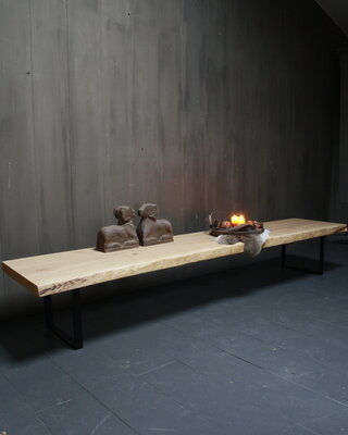 Rene Houtman Eikenhouten salontafel met ijzeren onderstel 250 cm