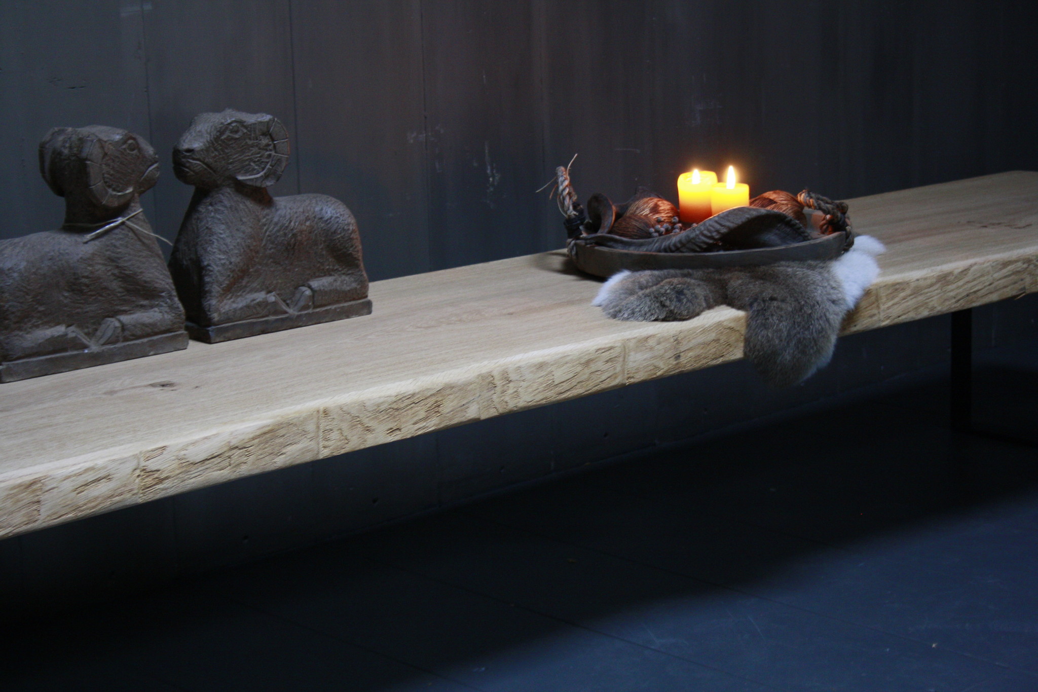 Rene Houtman Eikenhouten salontafel met ijzeren onderstel 250 cm