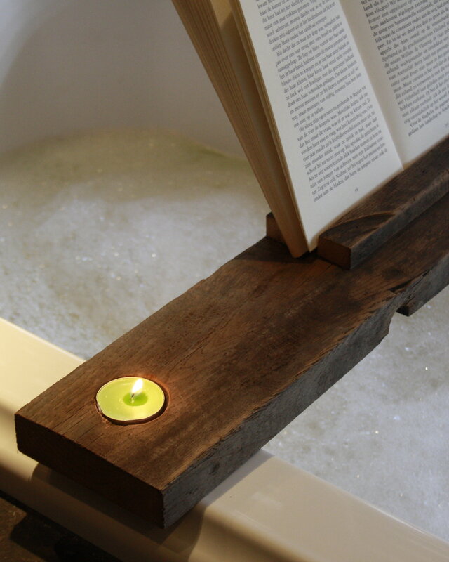 Rene Houtman Badplank Met Boekenhouder Eiken Wagonhout