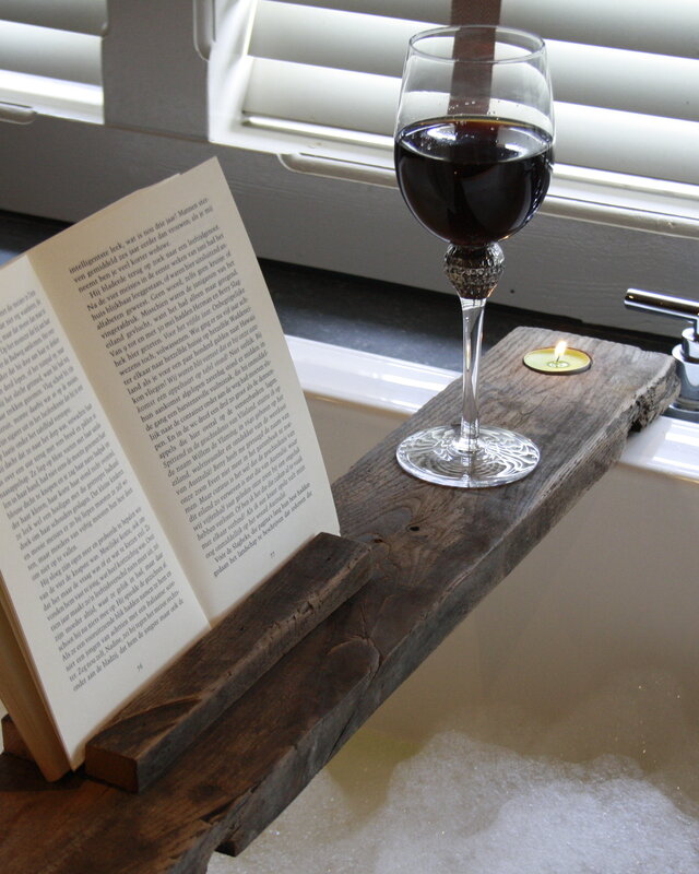 Rene Houtman Badplank Met Boekenhouder Eiken Wagonhout