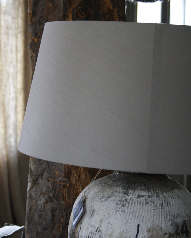Rene Houtman Kruiklamp oude rijstwijnpot + kap 83 cm