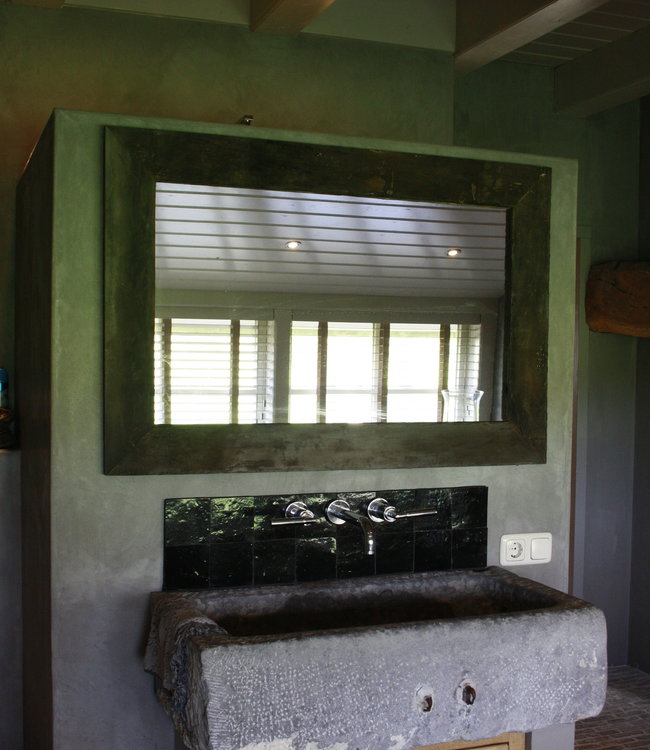 Rene Houtman Spiegel 110 cm oud eiken wagondelen massief