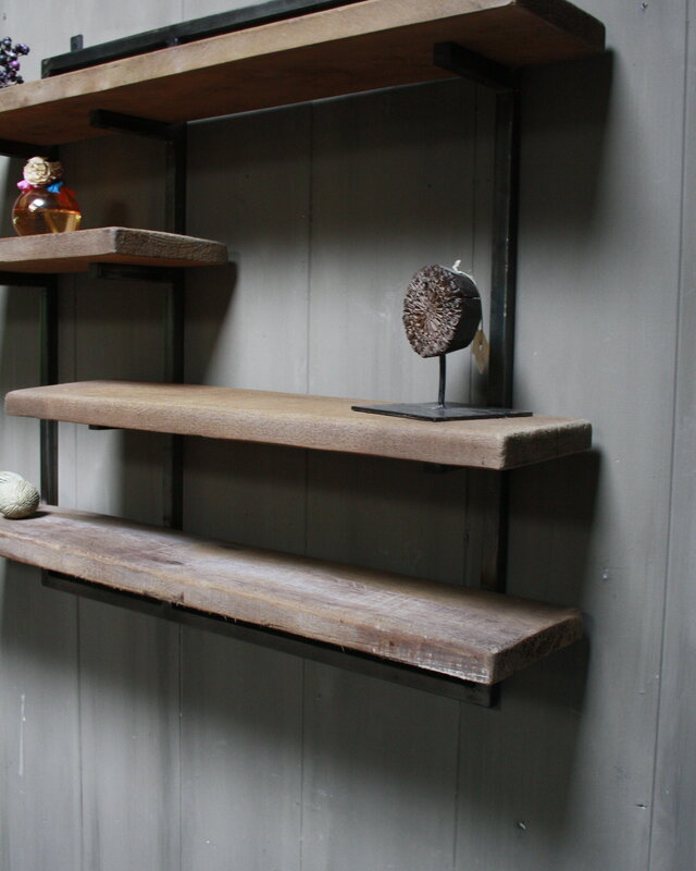 Rene Houtman Woody metaal wandrek 4 planken 82 x 100 cm