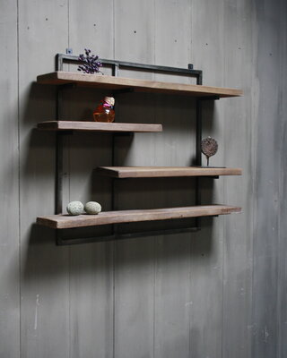 Rene Houtman Woody metaal wandrek 4 planken 82 x 100 cm