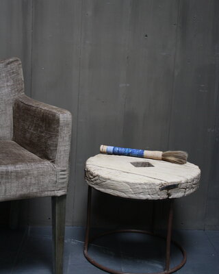 Rene Houtman Salontafel/bijzettafel oud houten wiel India 50 cm