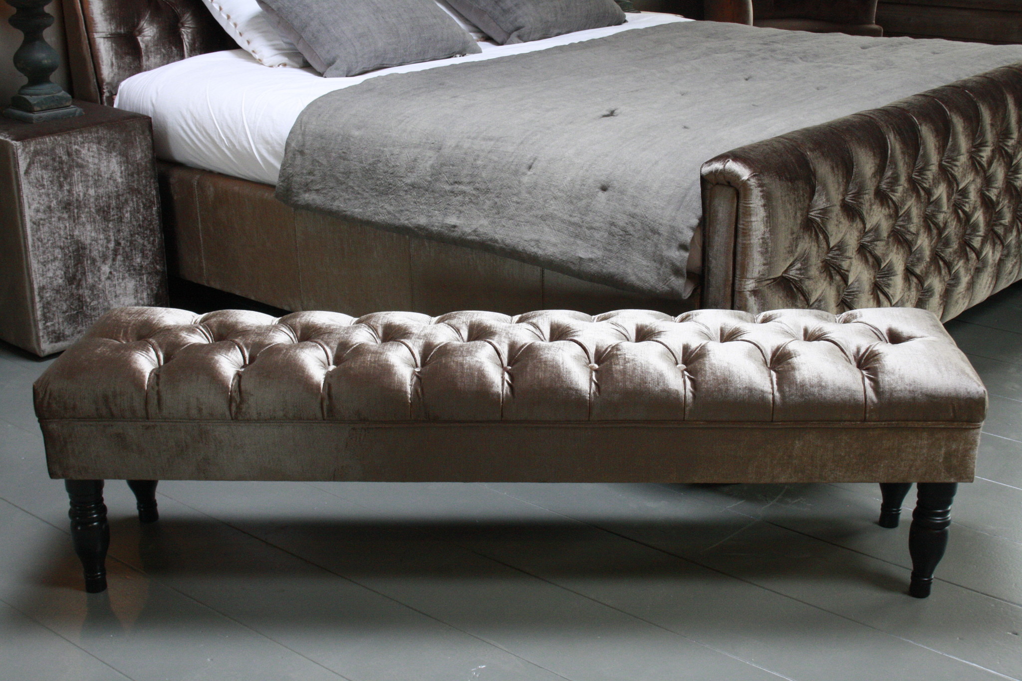 Rene Houtman Bedbankje Gecapitonneerd velvet Light 160 x 40 x 47 cm
