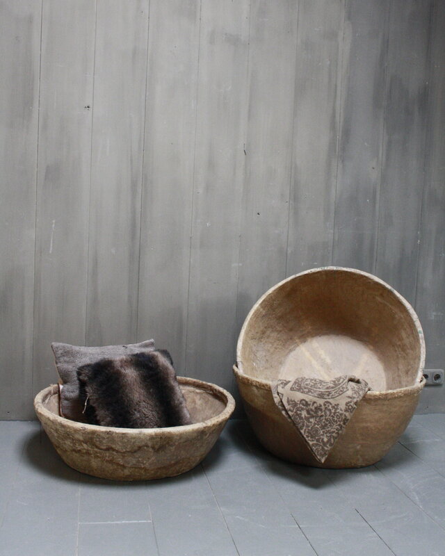 Rene Houtman Oud Indisch Papier-Maché Kom 80 cm
