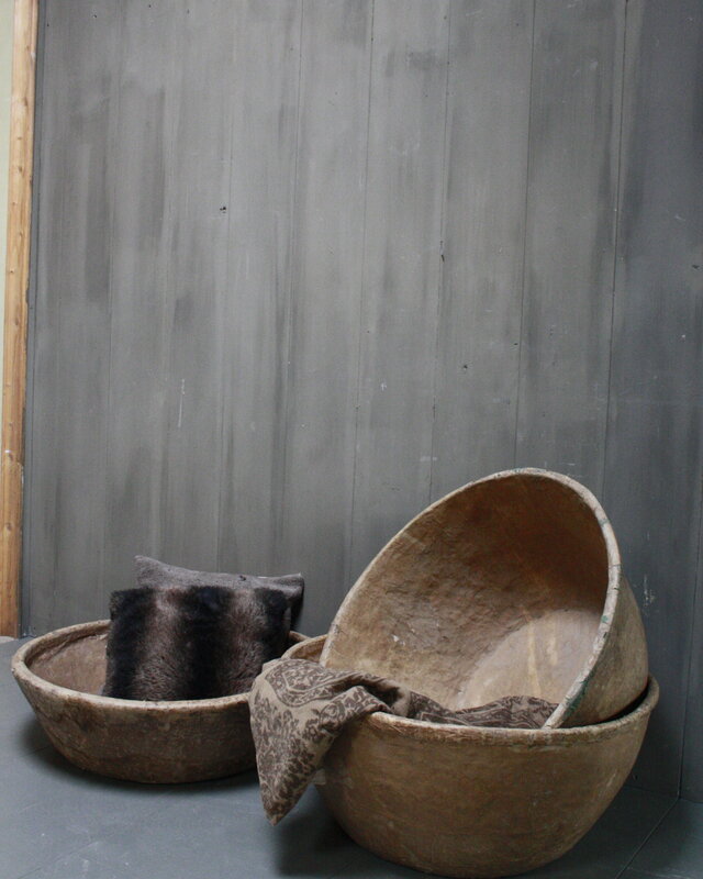 Rene Houtman Oud Indisch Papier-Maché Kom 80 cm