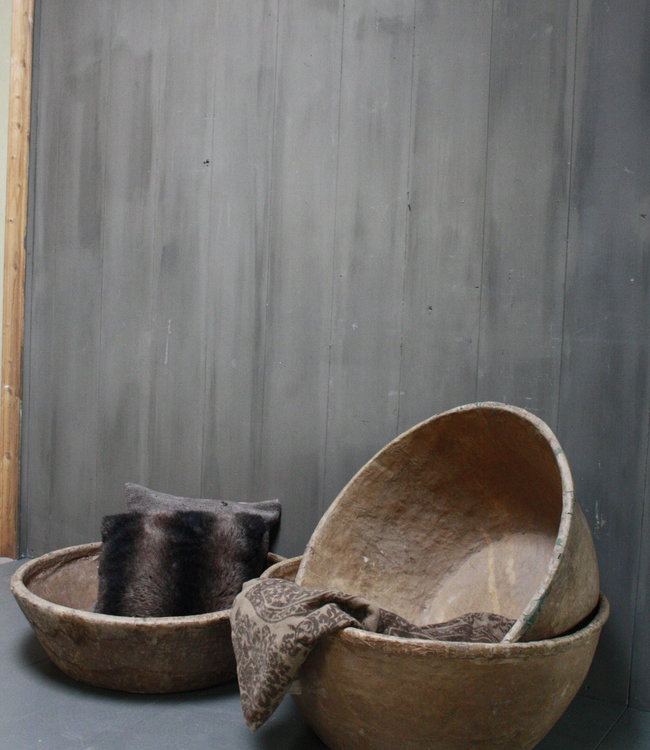 Rene Houtman Oud Indisch Papier-Maché Kom 80 cm