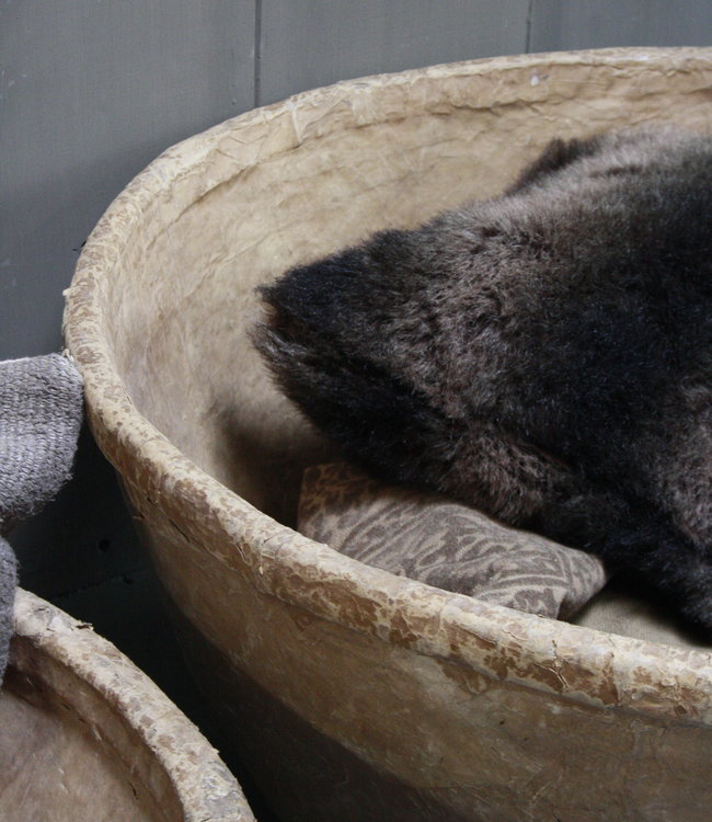 Rene Houtman Oud Indisch Papier-Maché Kom 80 cm