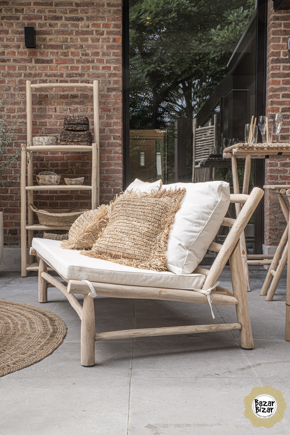 Bazar Bizar Island Tweezits Tuinbank | Natural White | L140 x B80 x H75 cm
